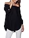 Just Quella Women's Off Shoulder Loose Shirt Blouse 8422 (Large, Black)