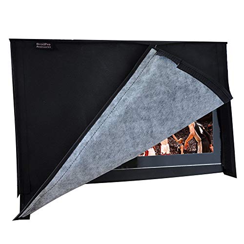 BroilPro Accessories Outdoor 60"-65" TV Set Cover,Scratch Resistant Liner Protect LED Screen Best-Compatible with Standard Mounts and Stands (Black) ...