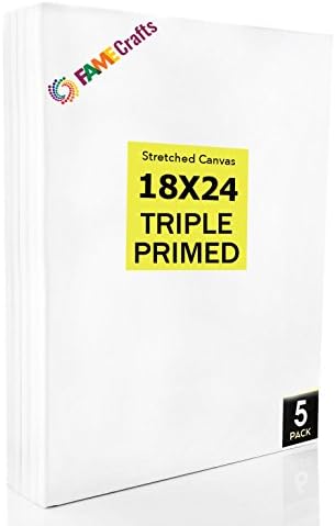 Fame Crafts 18 X 24 Stretched Canvas, 100% Cotton (Pack of 5)