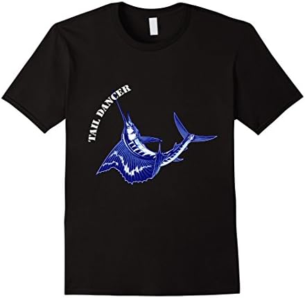 Mens Tail Dancer" Blue Marlin SaltWater Black Fly Fishing Shirts