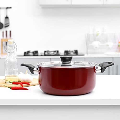 Royalford 18 cm Aluminum Cooking Pot with Lid, Red price in UAE
