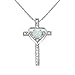 B. BRILLIANT Sterling Silver Synthetic White Opal Heart Cross Pendant Necklace for Women