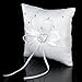 Generic White Double Heart Rhinestone Wedding Ring Pillow 6 inch x 6 inch (Style 2)
