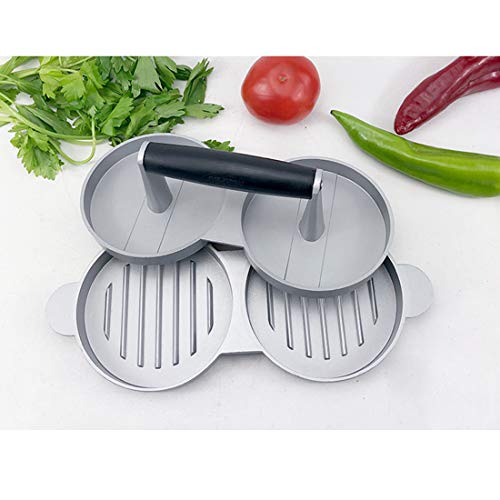 AVA Burger Press Professional Aluminum Patty Maker Quality BBQ Grilling Accessories with 50 Wax Paper Discs and Meat Remover (Double, Triple,Five)