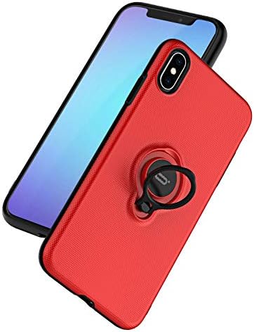 ICONFLANG for iPhone Xs/X Case, Ultra-Slim iPhone Xs Case with Ring Holder Stand Compatible Magnetic Car Mount Cover Case for Apple iPhone Xs (2018) iPhone X (2017) 5.8 inch - Red
