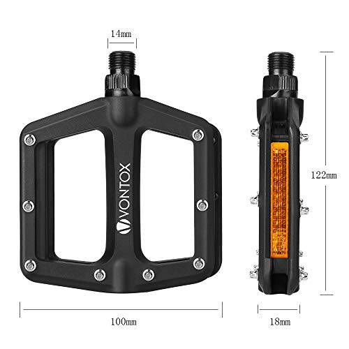V VONTOX Bike Pedal, Lightweight Non-Slip Bike Pedals, Nylon Fiber Bicycle Platform Pedals for BMX MTBï¼Œ9/16-Inch Cr-Mo Steel Spindle[1Pair]