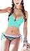 Women Girls 2 Pieces Push Up Twist 2 Way Wearing Boho Bikini Blue