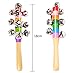 Ruikey Wood Rhythm Bells Stick Kids Rainbow Gift Musical Instrument Baby Hand Shaker Bell Jingle Ring Cartoon Music Toy Baby Rattle Toys
