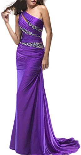 LucysProm Women's Prom Dresses One Shoulder Mermaid Chiffon Evening Dresses