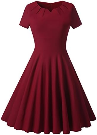 BEJG Women's 2017 Short Cap Sleeves Casual Dresses Swing Party Cocktail Dresses S-XXL in Red