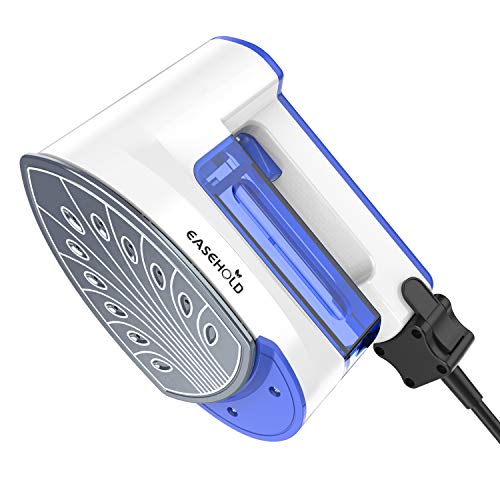 Easehold Steam Iron Garment Steamer Clothes Steamer Handheld 2 in 1 Flat and Hang Dry and Steamer Ironing Portable for Travel Dewrinkle Fabric (Blue)