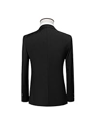 YFFUSHI - Traje de 3 piezas para hombre, ajuste delgado, un botón, color sólido, vestido formal