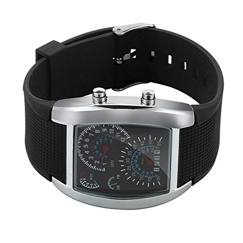 Alalaso Men's Fashion LED Light Flash Turbo Speedometer Sports Car Dial Meter Watch(Black)