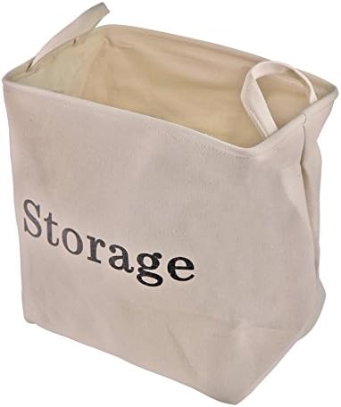 Eco Storage Basket | 13.8 x 10.2 x 14.6 Inches Storing Bin with Sturdy Steel Lining Support | Light Soft Premium Linen Fabric and EVA | Efficient Storage for Clothes Toys Towels Books Food | 1468.1
