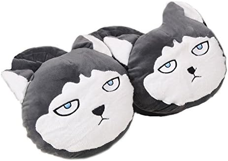 Women's Cute Animal Dog Non-Slip Warm Plush Slippers - Shiba Inu/Husky