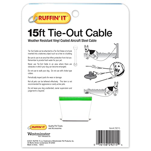 RUFFIN' IT 15 ft. Heavy Duty Cable TieOut for Dogs, 1700 Strength Up