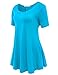 JollieLovin Women's Plus Size Tops Summer Tunic Short Sleeve Loose Fit T-Shirt to Wear with Leggings(Lake Blue,3X)