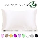 100% Pure Natural Mulberry Silk Pillowcase, 21 Momme 600 Thread Count Hypoallergenic Good For Skin & Hair Soft Breathable Queen Size With Hidden Zipper 1pcs (20Ã—30 inches, Ivory White)