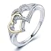 DearAnswer Double Love Rings Valentine's Day Collection Romance Heart Wrap Ring Promise Wedding Anniversary Ladies Fashion Jewelry Gifts,Gold,8#