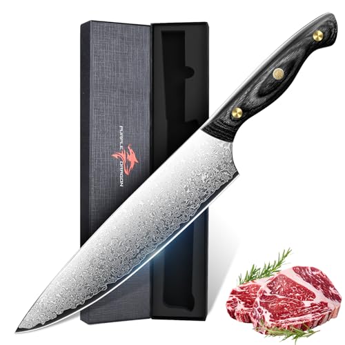 Purple Dragon Chef's Knife - Hand Forged Kitchen Knife, Full Tang Carbon Steel Chef Knife