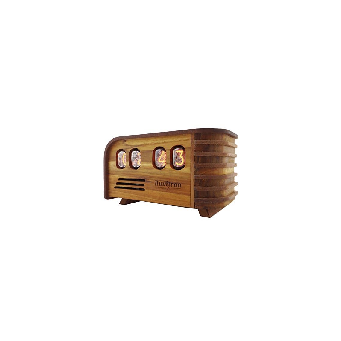 Nuvitron Vintage Nixie Tube Clock Art Deco Design with IN12 Nixie Tubes Handcrafted Wooden