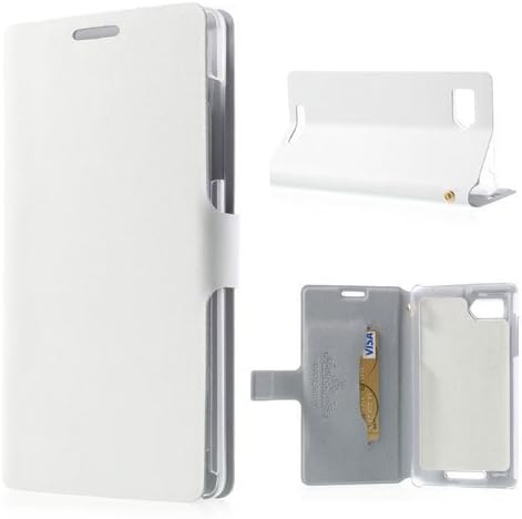 Topratesell Lenovo Vibe Z K910 Case, Genuine Leather Wallet Case Cover for Lenovo Vibe Z K910 with Card Slot (White)