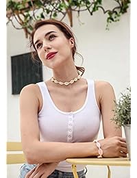 CUSVUEVI Women's Natural Cowrie Shell Necklace, Handmade Shell Choker Adjustable Necklace Hawaii Beach Boho Jewelry