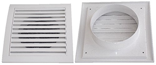 Air Ventilation Plastic Grill Cover 190mm x 190mm Ø125 ducting/White