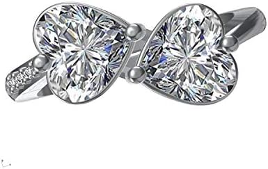 The Marketvilla 925 Sterling Silver Beauty Dual Heart Shape CZ Solitaire Free Size Adjustable Ring for Women & Girls