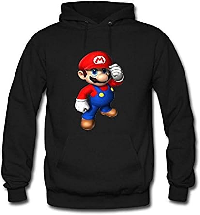 Custom Super Mario Kids Boys' Hoodie, Designer Classic Print Hoodie Medium Black