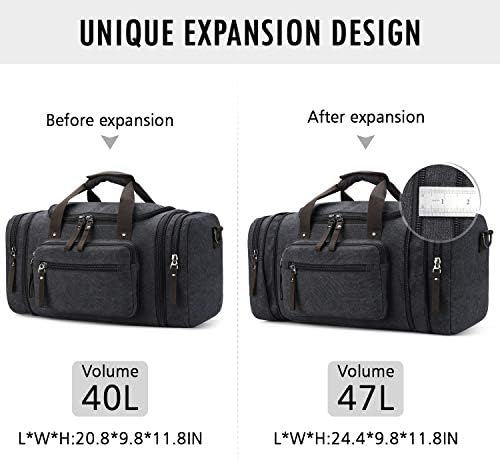 Toupons Travel Duffel Bag for Men Canvas Overnight Weekend Bag (Black ) 3 Toupons Travel Duffel Bag for Men Canvas Overnight Weekend Bag (Black )