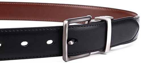 Men's Belt, Bulliant Leather Reversible Belt for Men With Single Prong Buckle in Gift Box, Trim to Fit.