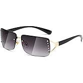 kimorn Rectangle Sunglasses for Women Men Stylish Rimless Frameless Trendy Retro Sun Glasses 90’s Vintage Square Frame K1314