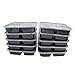 HTOMT Meal Prep Containers, 10-Pack 3 Compartment Food Storage Bento Boxes with Lids Lunch Box BPA Free, Stackable, Plastic Lunch Box Bowls, Freezer Safe