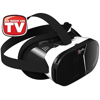 AS SEEN ON TV! Dynamic Virtual Viewer (DVV) 3D Glasses | Smartphone Video Virtual Reality VR Headset Player — (Black/White) IOS and Android Compatible