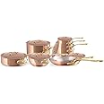 Mauviel M'Heritage 200 B 2mm Polished Copper & Stainless Steel 14-Piece Cookware Set With Brass Handles, Made In France