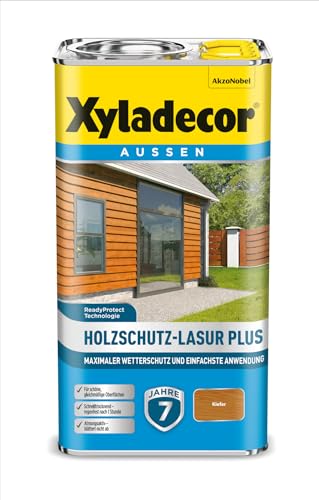 Xyladecor Holzschutz-Lasur Plus, Maximaler Wetterschutz und einfachste Anwendung, Kiefer, 4 l