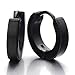 Pair of Black Huggie Hinged Hoop Earrings Unisex Men Women