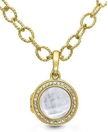 14K Gold Diamond/Mother of Pearl Round Locket Bracelet/Anklet The Michael by With You Lockets