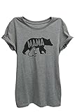 Mama Bear, Mother To Be Relaxed T-Shirt Tee- Women - Deep Heather Grey