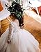 2Bunnies Girl Peony Lace Back A-Line Straight Tutu Tulle Party Flower Girl Dresses (White 3/4 Sleeve Maxi, 7/8)