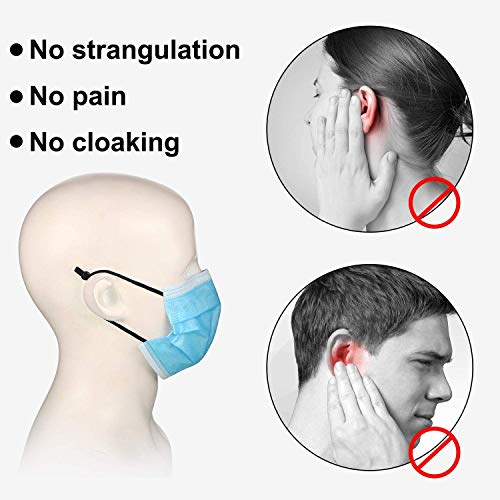 100 Pieces Sewing Elastic Cord with Adjustable Buckle for Face Mask, High Stretchy Earloop Fabric Tie Lanyard Rope for DIY Sewing & Crafts (Black)