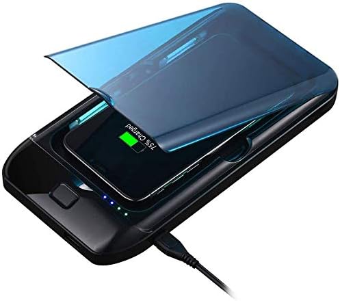 Smart Phone Sanitizer Box, Portable UV Lights Sanitizer, Phone Charger Box and Disinfector for All iPhone Android Cellphone -Black