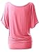 TWINTH Drape Tunic Top Plus Size Loose Fit Cut Out Off Shoulder PINK M