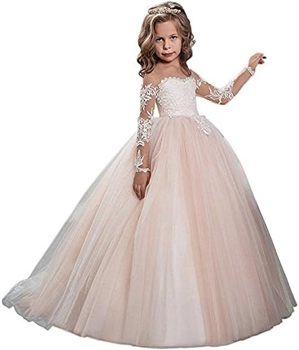 Lace Bodice Tulle Puffy Flower Girl Dress Lace Appliques Girls First Communion Dress Pageant Gowns