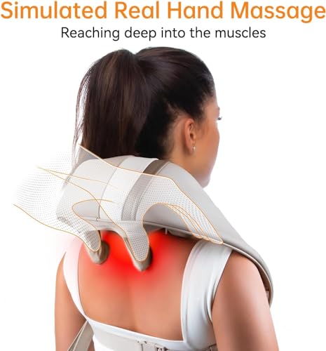 Mebak N1 Neck Massager with Heat, Neck and Shoulder Massager - Deep Tissue Kneading Massage Pillow for Back, Legs and Waist Muscle Pain Relief - Home, Office & Car Use