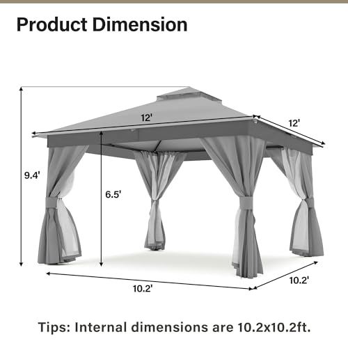 LAUSAINT HOME 12x12 Gazebo Review: Upgraded Steel Frame with String Lights & Netting image 16