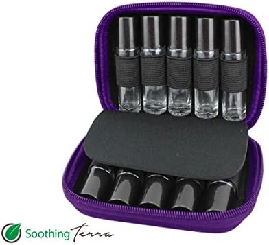 Soothing Terra Roller Bottle Carrying Case for Essential Oils - Portable Hard Shell Travel Case (Purple)