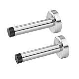 AUSHEN Wall Door Stopper 3.74inch Stainless Steel Wall Mount Brushed Finish Diy Door Stopper Rubber Tip (2pcs)
