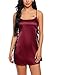 Avidlove Women Satin Dress Lace Sleepwear Side Open Lace Babydoll Wine Red S